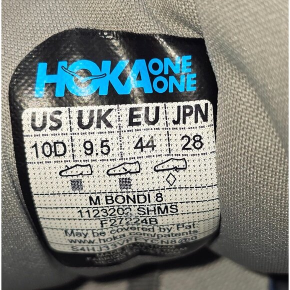 Hoka One One Men's Light Gray  Bondi 8 Athletic Running Shoes Sz 10D 2812 - Picture 8 of 16